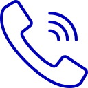 A blue phone receiver icon with sound waves emanating.