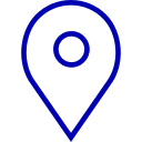 A simple blue map pin icon with a circular center.