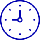 Analog clock showing 10:10 with blue outline on a white background.
